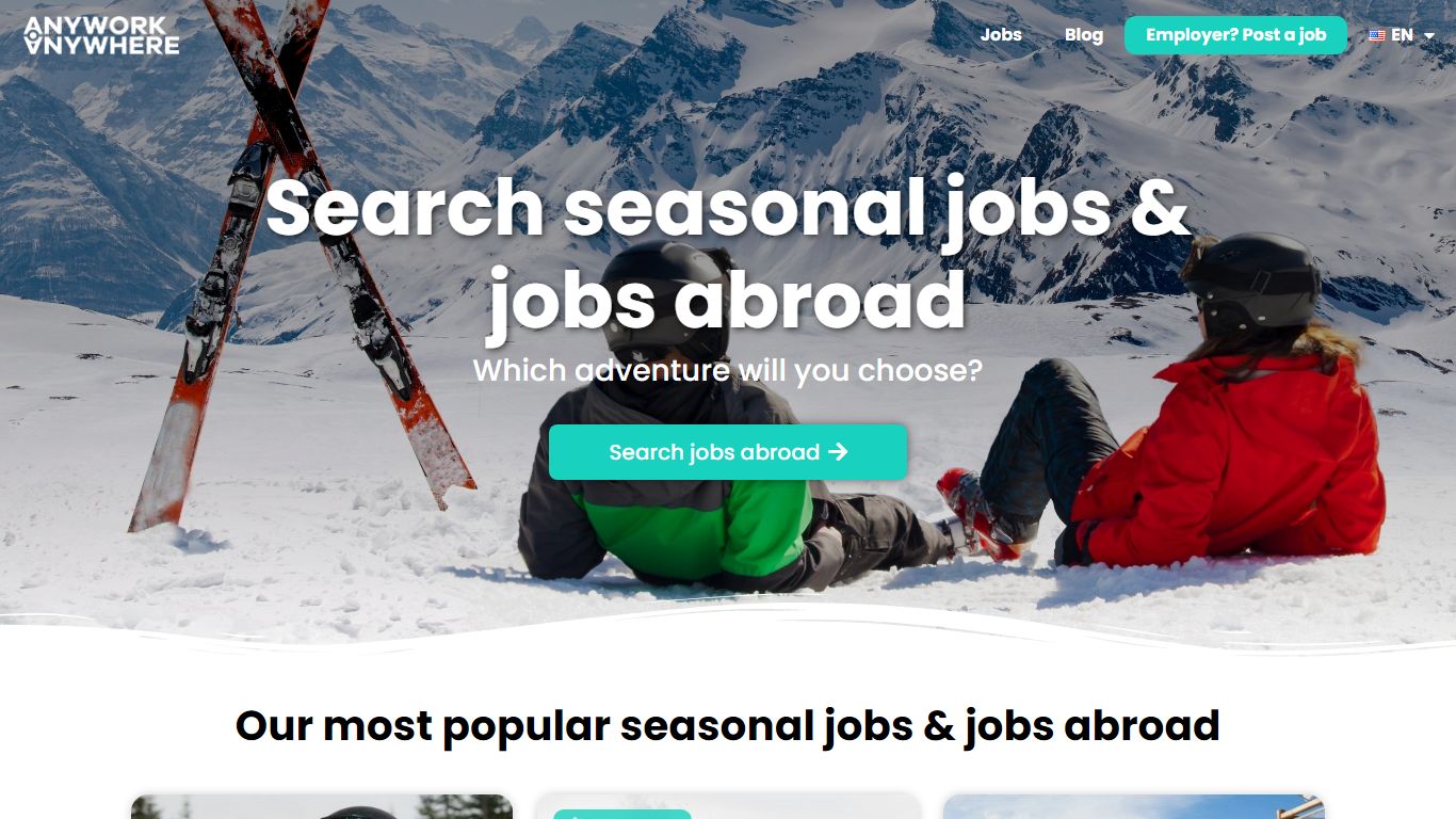 Jobs abroad, Seasonal jobs, Voluntary Work | Anywork Anywhere