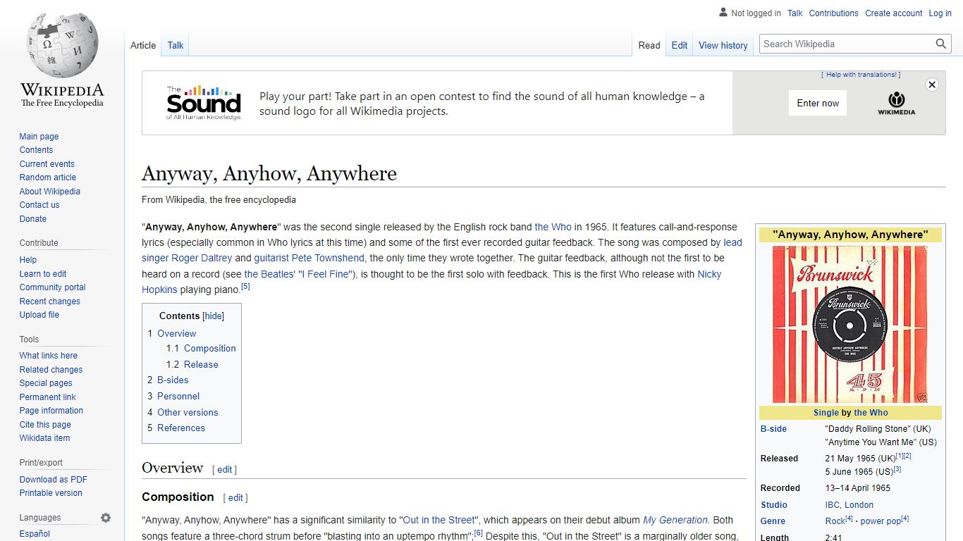 Anyway, Anyhow, Anywhere - Wikipedia